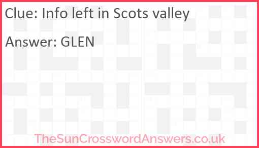 Info left in Scots valley Answer