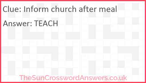 Inform church after meal Answer