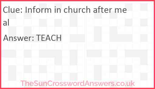 Inform in church after meal Answer