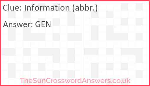 Information (abbr.) Answer