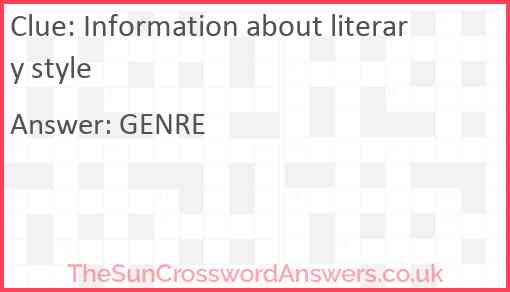 Information about literary style Answer