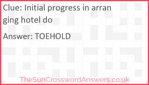 Initial progress in arranging hotel do Answer