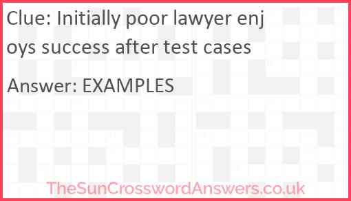 Initially poor lawyer enjoys success after test cases Answer