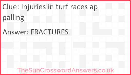 Injuries in turf races appalling Answer