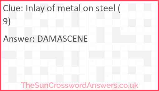 Inlay of metal on steel (9) Answer