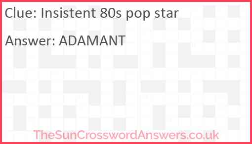 Insistent 80s pop star Answer