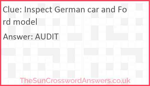Inspect German car and Ford model Answer