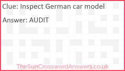 Inspect German car model Answer