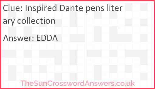 Inspired Dante pens literary collection Answer