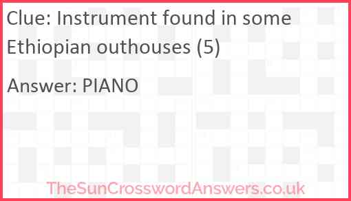 Instrument found in some Ethiopian outhouses (5) Answer