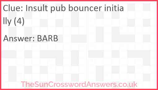Insult pub bouncer initially (4) Answer
