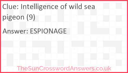 Intelligence of wild sea pigeon (9) Answer