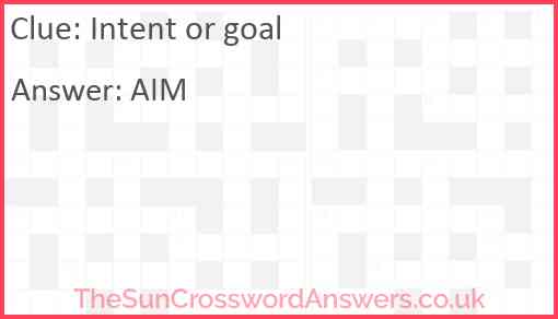 Intent or goal Answer