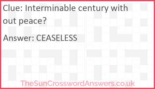 Interminable century without peace? Answer