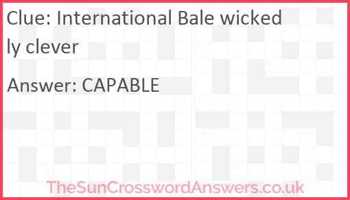 International Bale wickedly clever Answer