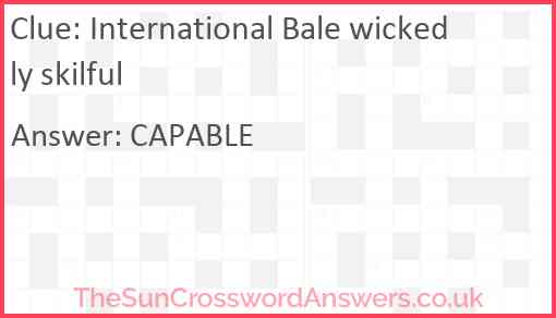 International Bale wickedly skilful Answer