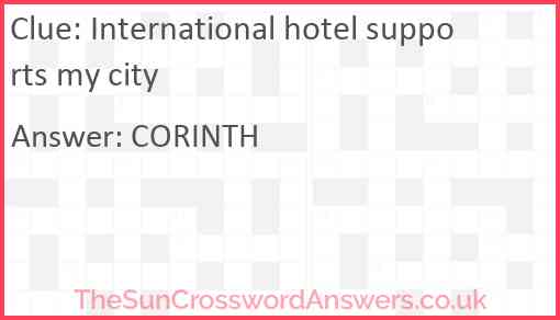 International hotel supports my city Answer