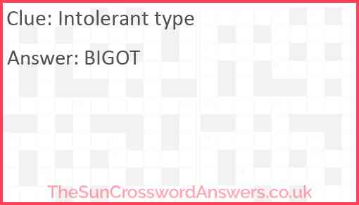 Intolerant type Answer
