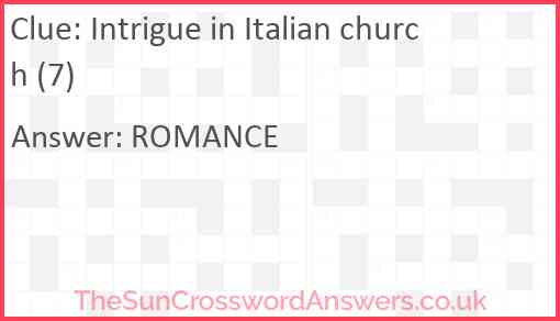 Intrigue in Italian church (7) Answer