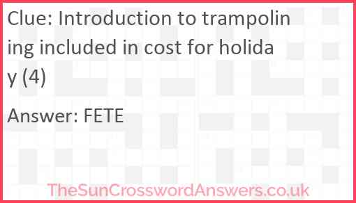 Introduction to trampolining included in cost for holiday (4) Answer