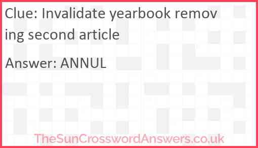Invalidate yearbook removing second article Answer