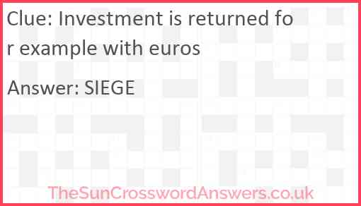 Investment is returned for example with euros Answer