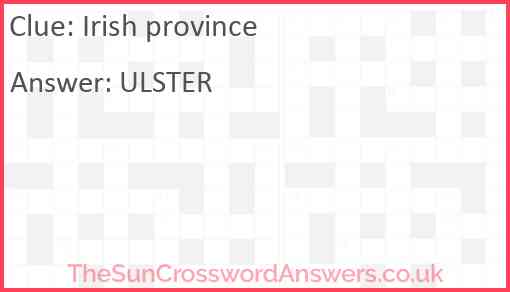 Irish province crossword clue TheSunCrosswordAnswers co uk