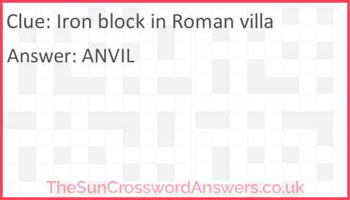 Iron block in Roman villa Answer