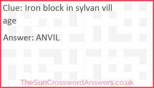 Iron block in sylvan village Answer
