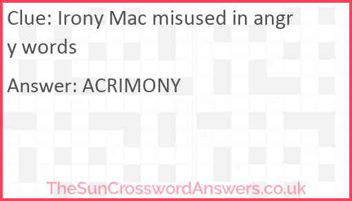 Irony Mac misused in angry words Answer