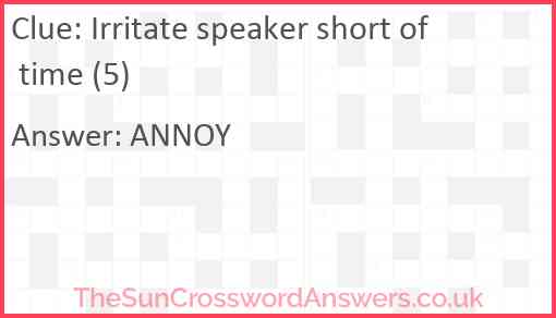 Irritate speaker short of time (5) Answer