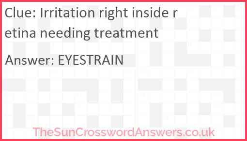 Irritation right inside retina needing treatment Answer
