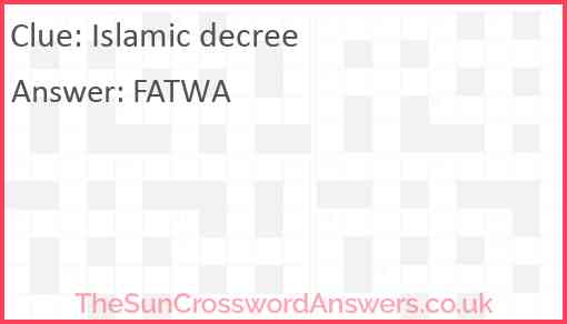 Islamic decree Answer