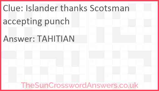 Islander thanks Scotsman accepting punch Answer
