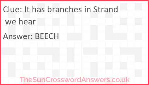 It has branches in Strand we hear Answer