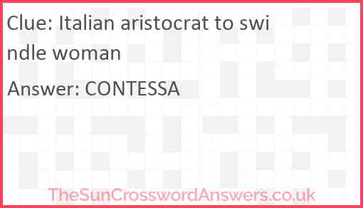 Italian aristocrat to swindle woman Answer