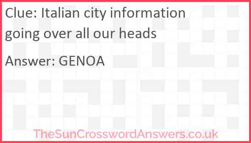 Italian city information going over all our heads Answer