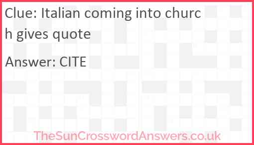 Italian coming into church gives quote Answer