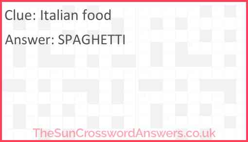 Italian food Answer