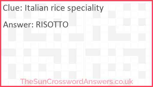 Italian rice speciality Answer