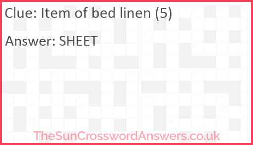 Item of bed linen (5) Answer