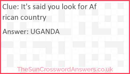 It's said you look for African country Answer