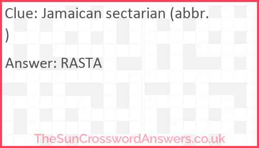 Jamaican sectarian (abbr.) Answer