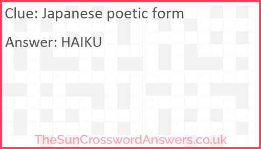 Japanese poetic form Answer