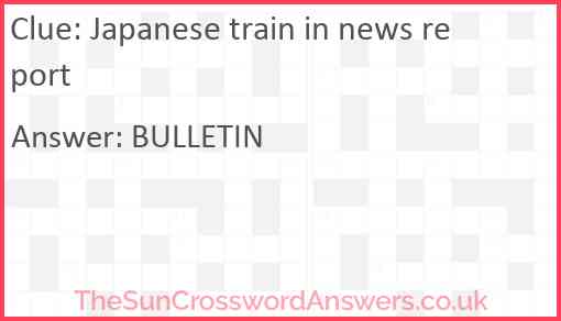 Japanese train in news report Answer