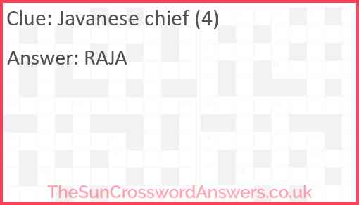 Javanese chief (4) Answer
