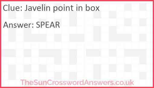 Javelin point in box Answer