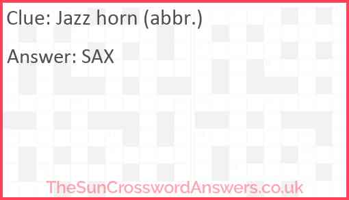 Jazz horn (abbr.) Answer