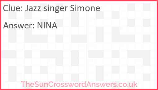 Jazz singer Simone Answer