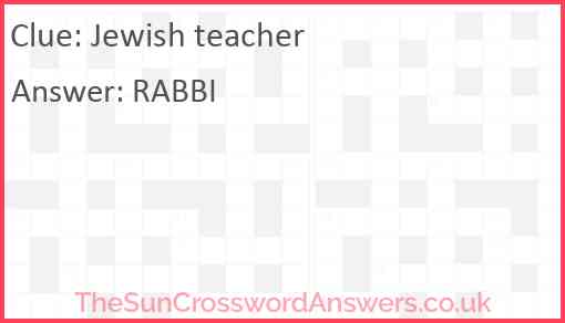 Jewish teacher Answer